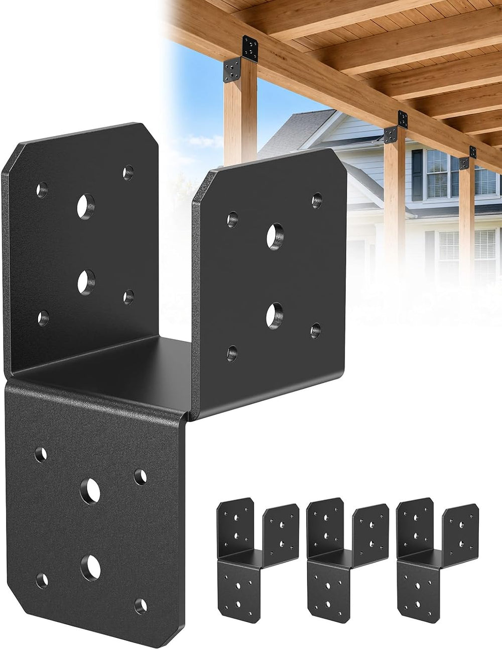 4x4 Black Joist Hanger Bracket, 4 Pack Wood Brackets, 4 MM