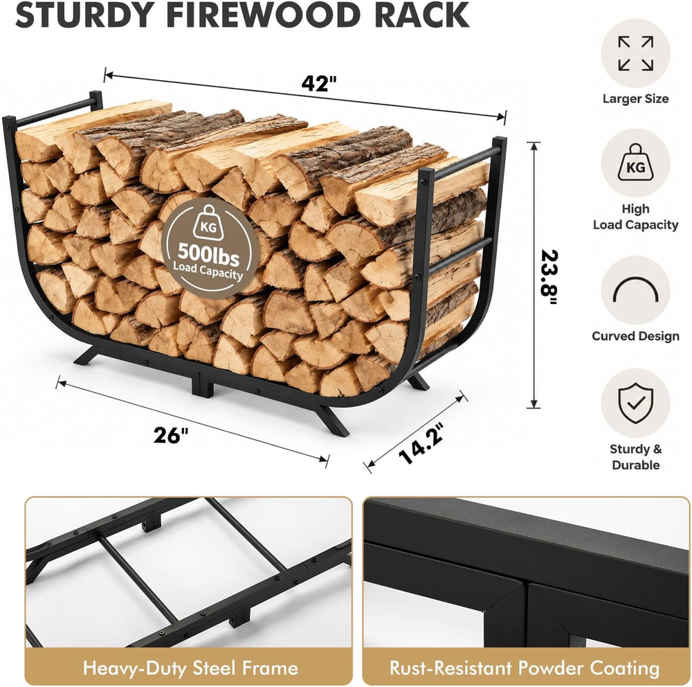 42 Inch Firewood Rack Outdoor Wood Storage Rack