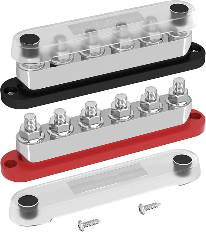 DAIERTEK 600A Power Distribution Block 12V Bus Bar Terminal Block 6 x 3/8"