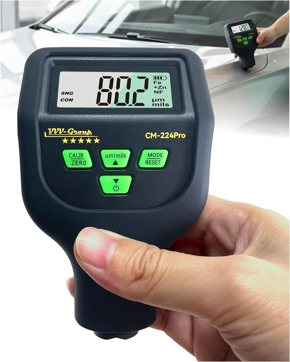 Paint Thickness Gauge CM-224Pro 2026 | Coating Thickness Meter Fe/Al/Zn | Auto