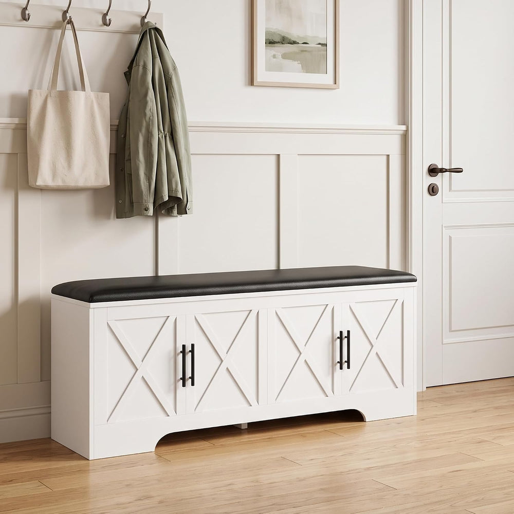 DreamDashio Storage Bench with Cushion, 47.2" End of Bed Storage Bench w...