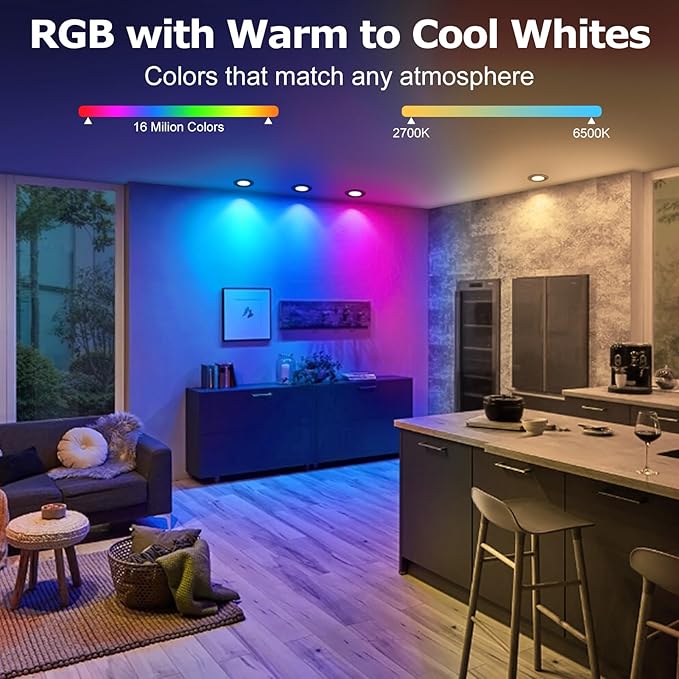 LightingWill 2 Inch Recessed Lighting, Smart WiFi LED Downlight, 5W LED Ceili...