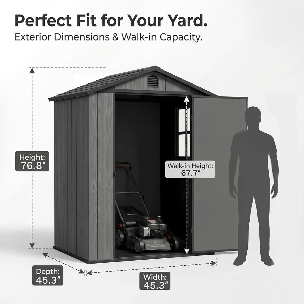 Devoko 4×4 FT Resin Outdoor Storage Sheds with Floor, Dark Gray