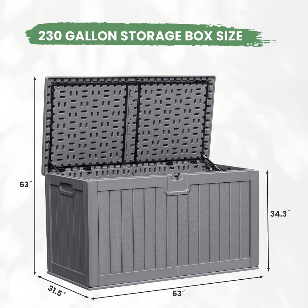 Greesum 230 Gallon HDPE Outdoor Storage Box with Removable Dividers, Weatherp...