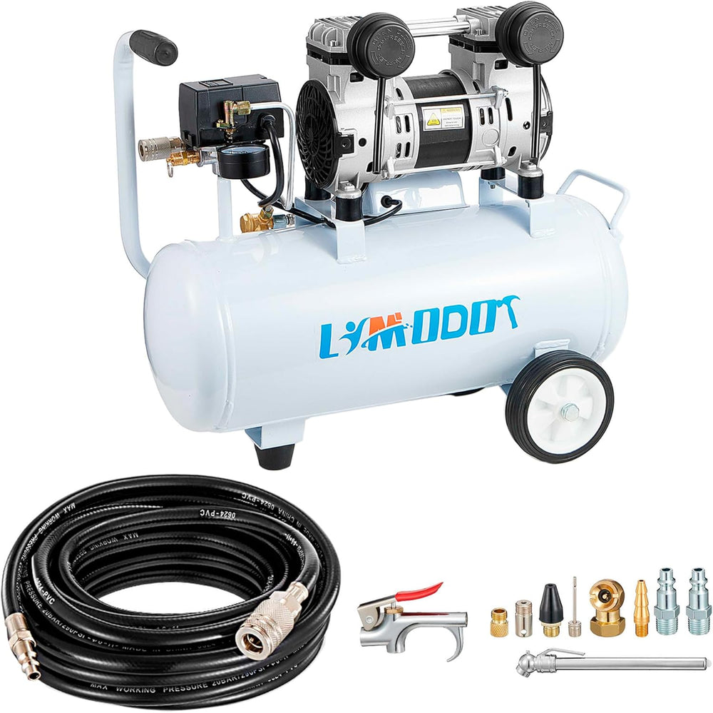 Quiet Oil-Free Air Compressor, 68 dB, 2.8 CFM @ 90 PSI, 5 Gallon Air Tank