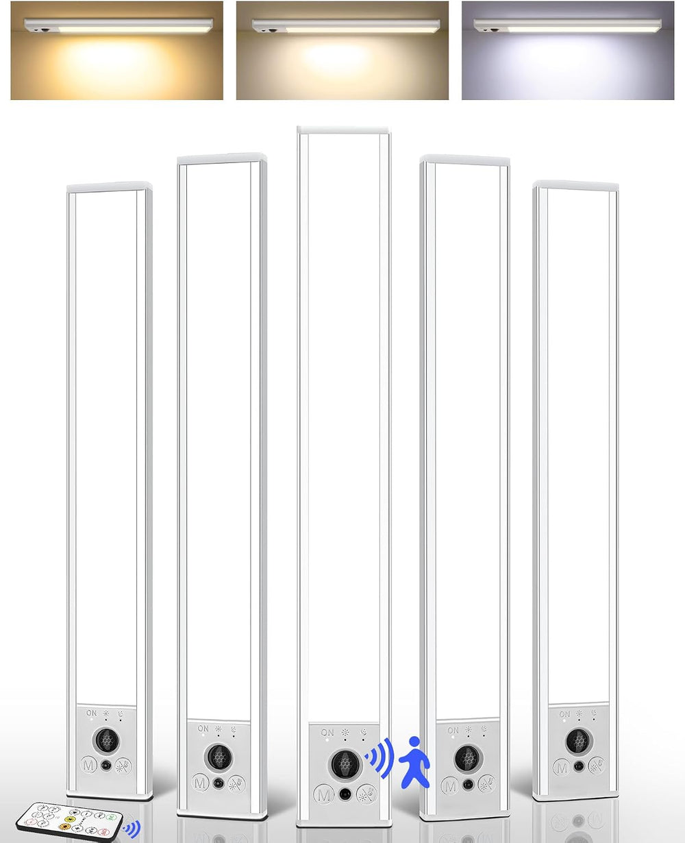 EZVALO 5 Pack Under Cabinet Lighting, 4000mAh Rechargeable Motion Sensor Light