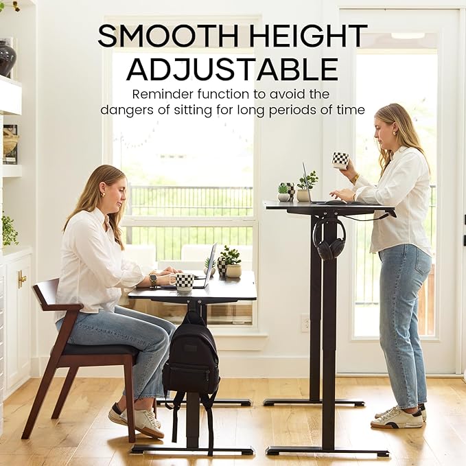 Veken 39.4" Small Electric Standing Desk, Adjustable Height Office Desk