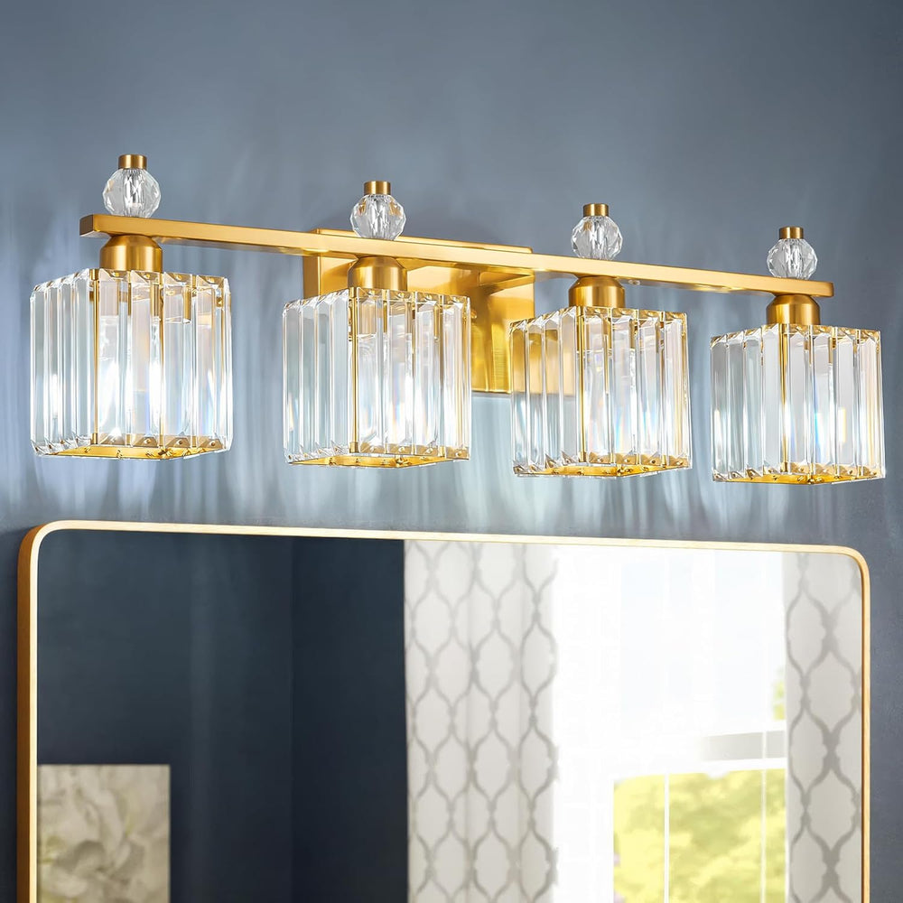 FDPBY Vanity Lights 4-Light Modern Crystal Vanity Light Gold Bathroom Light