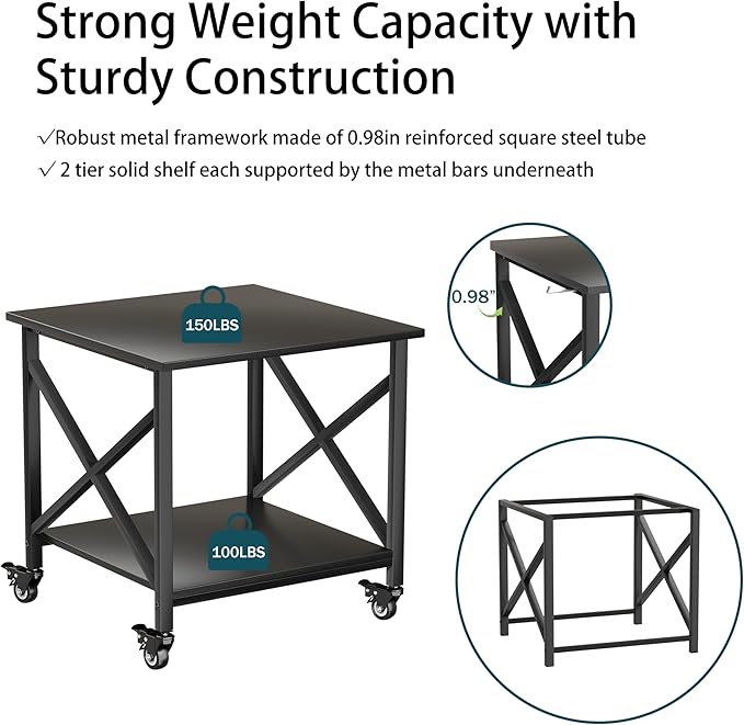 TQQDCI Printer Stand, 23.6 x 23.6 Inches Large Printer Stand