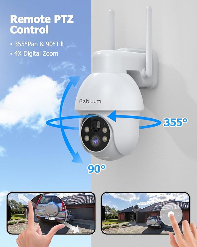 Rebluum Security Camera Wireless Outdoor, 2K Solar Security Camera, Battery