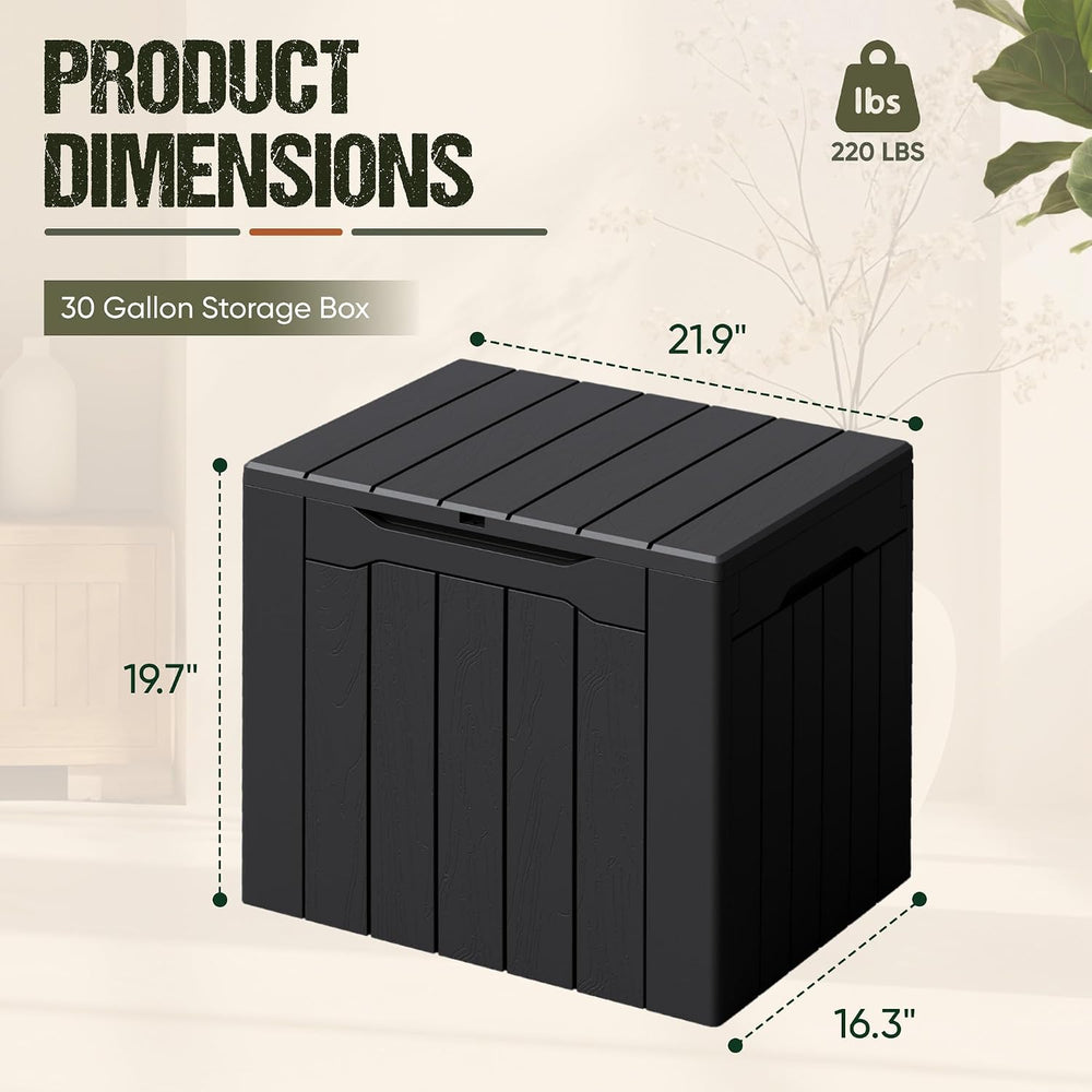 Flamaker Deck Box 30 Gallon, Waterproof Resin Small Storage Box with Lid