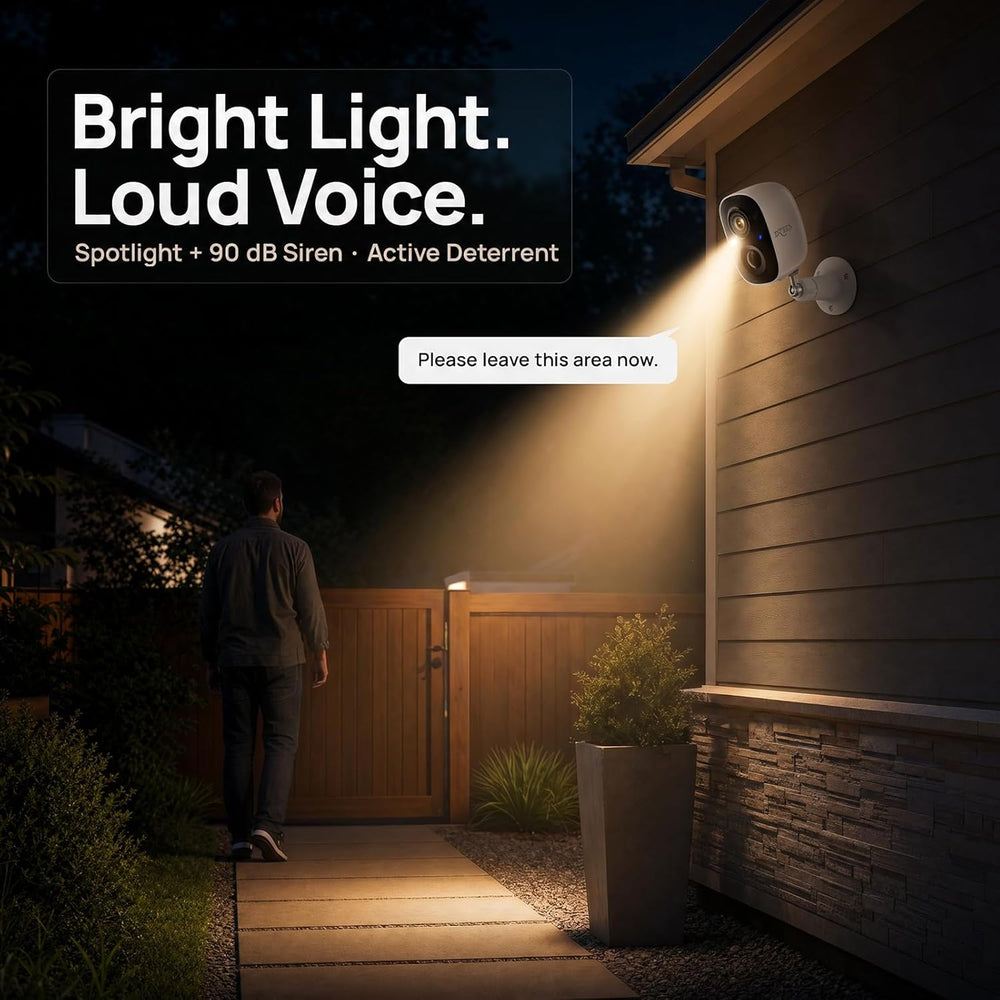 Dzees 3MP 2K Wireless Outdoor Security Camera with Spotlight Siren