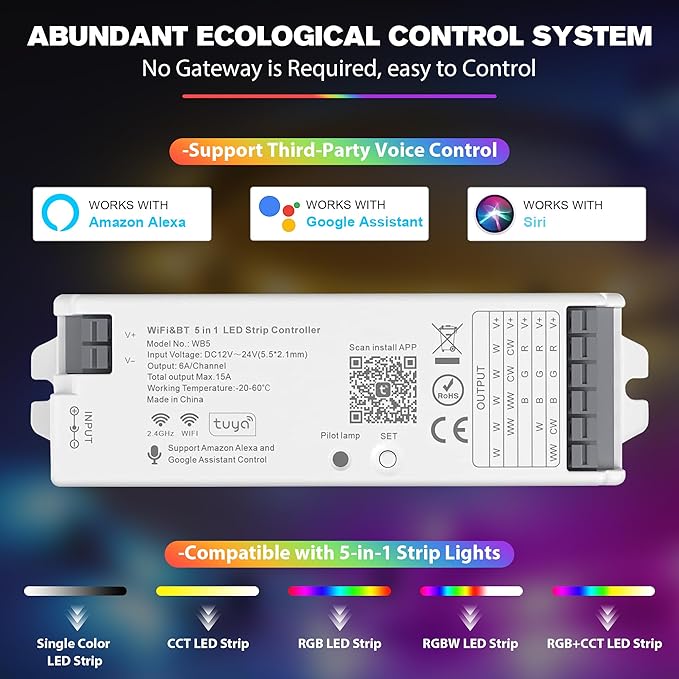 XXK WB5 WiFi PWM 12V/24V LED Controller