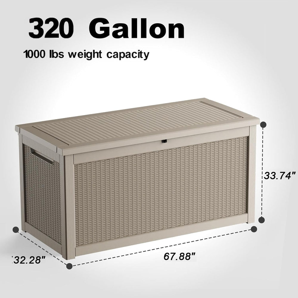 320 Gallon Outdoor Storage Box,Large Waterproof UV Resistant Deck Box,Lockabl...
