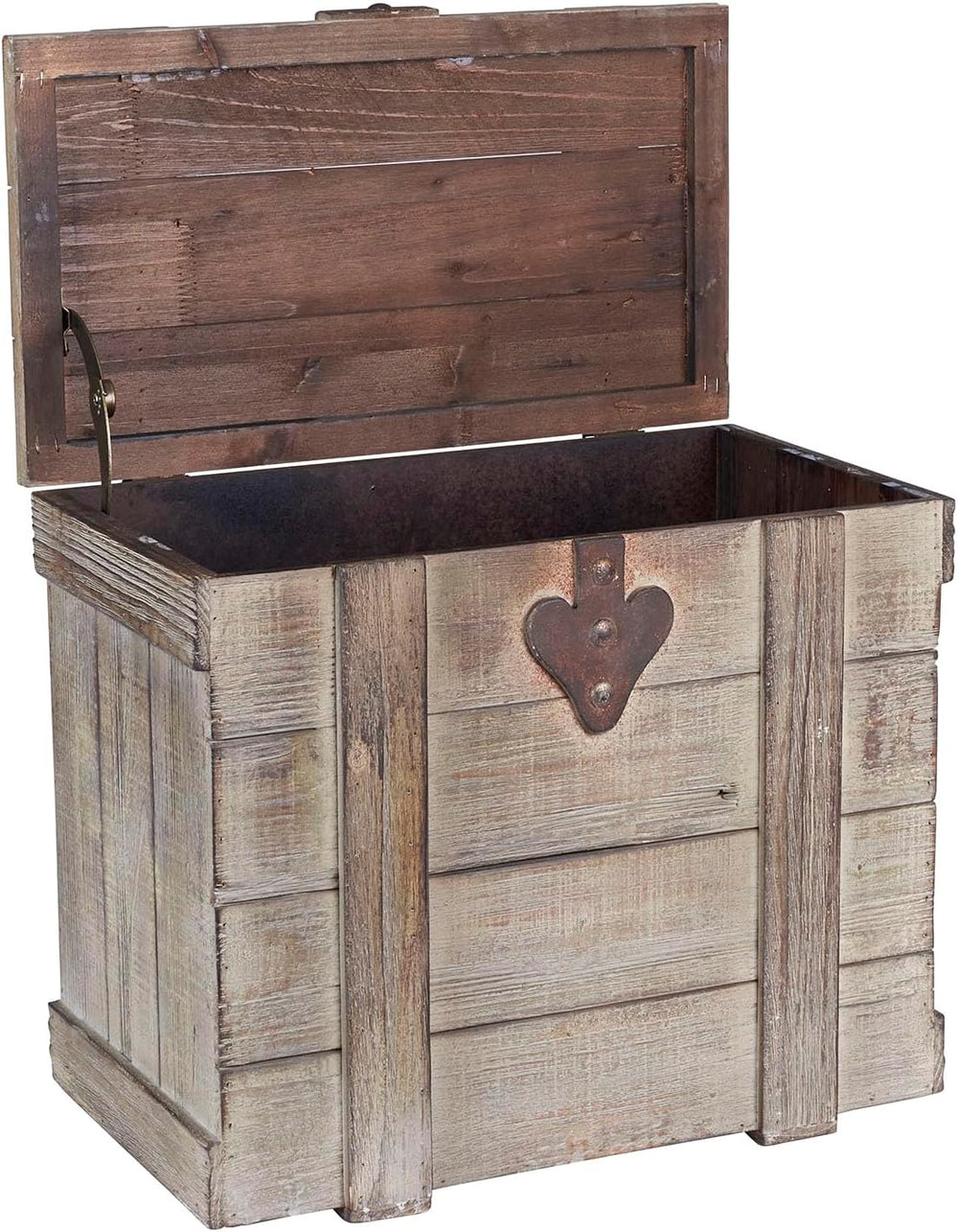Household Essentials Small Antiqued Decorative Trunk, Gray Finish