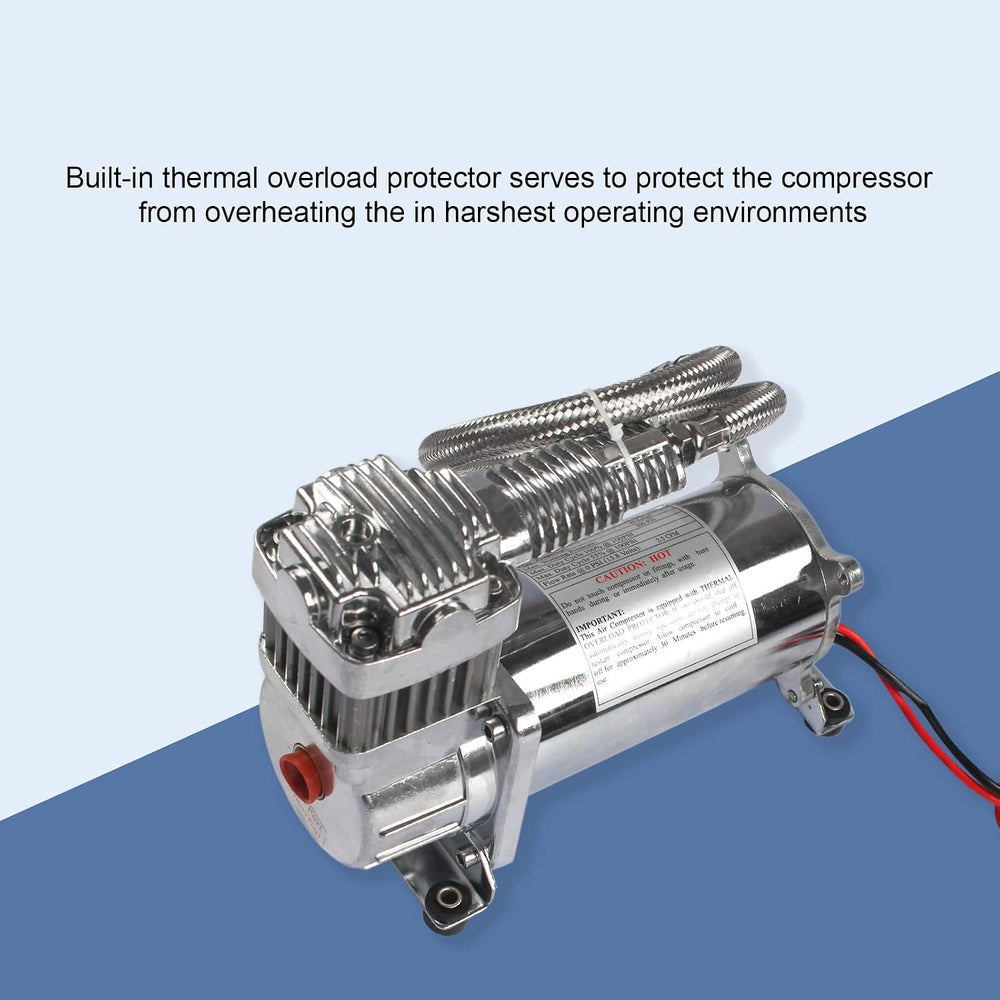 12V 444C 200PSI Dual Value Pack Chrome Air Compressor for Auto/Motorcycle