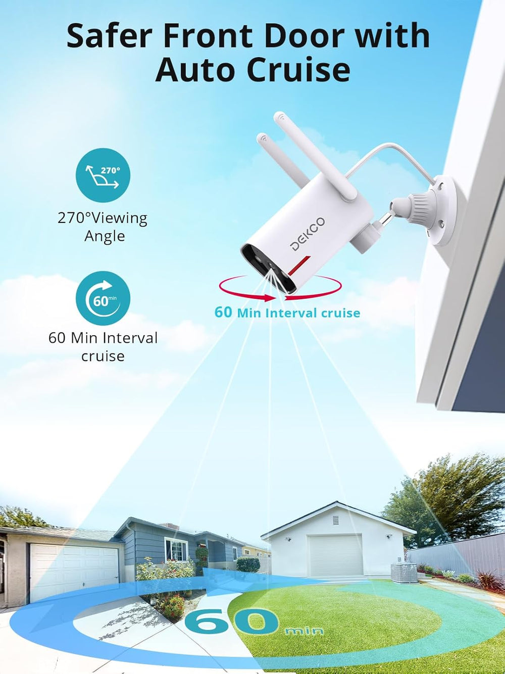 DEKCO 2K Outdoor Security Cameras, Wired WiFi