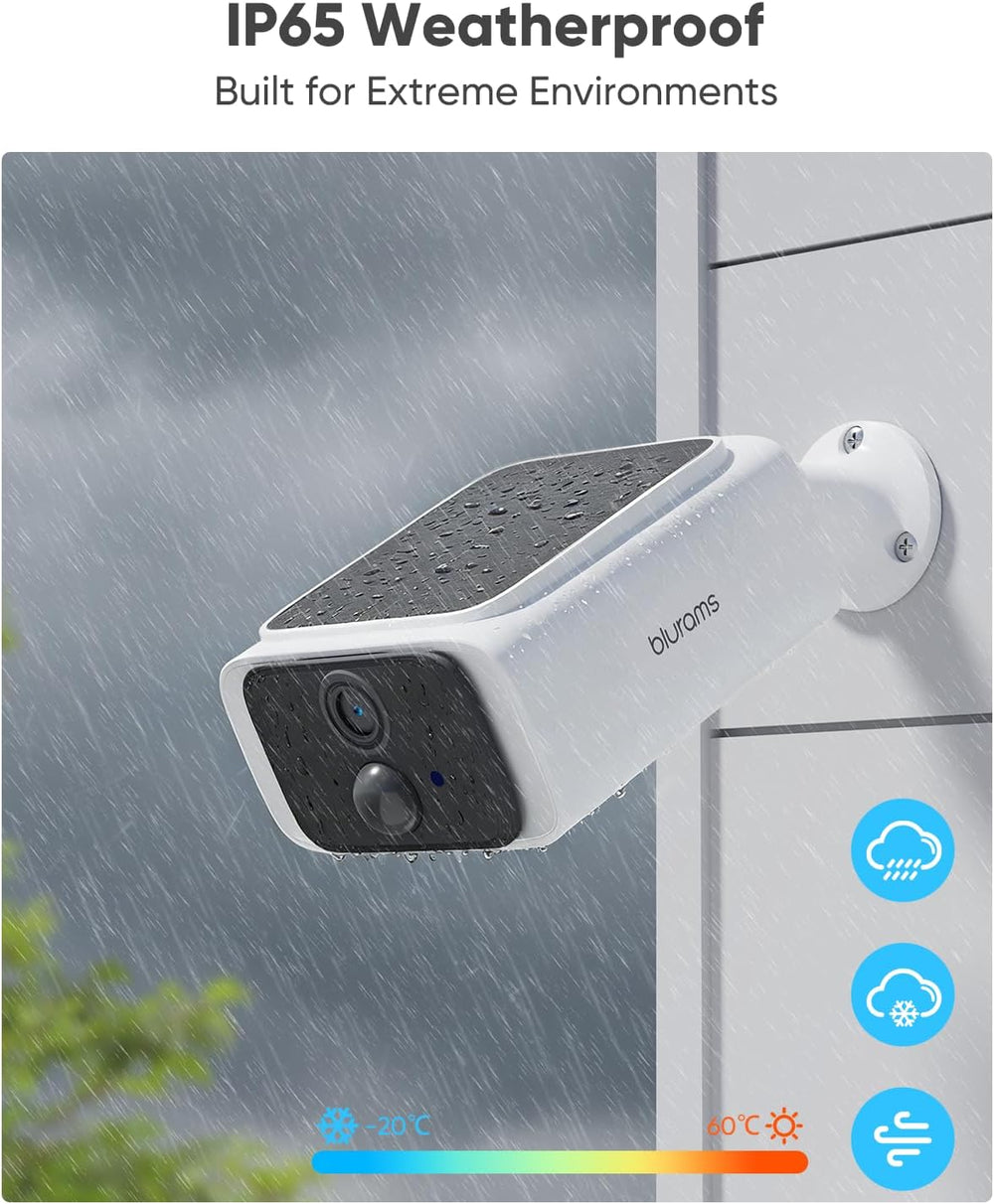 blurams 4MP Solar Security Camera, Wireless Security Camera Outdoor