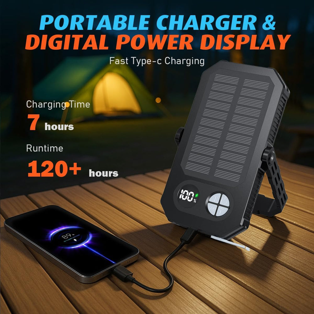 120H Camping Lantern, 10000mAh Rechargeable Lantern, Solar Camp Lamp