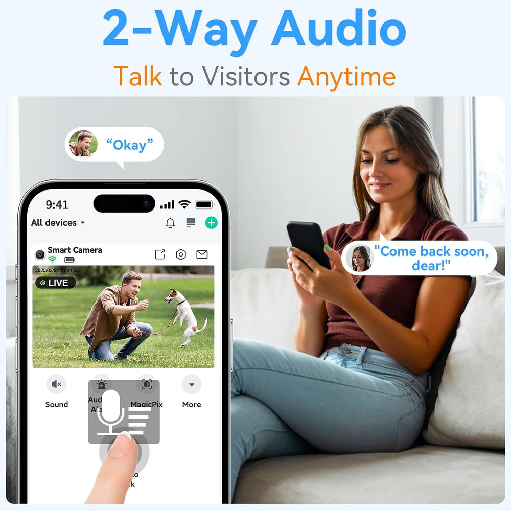 Magnetic Security Camera with Auto Night Vision: 2K Crystal Clear Picture
