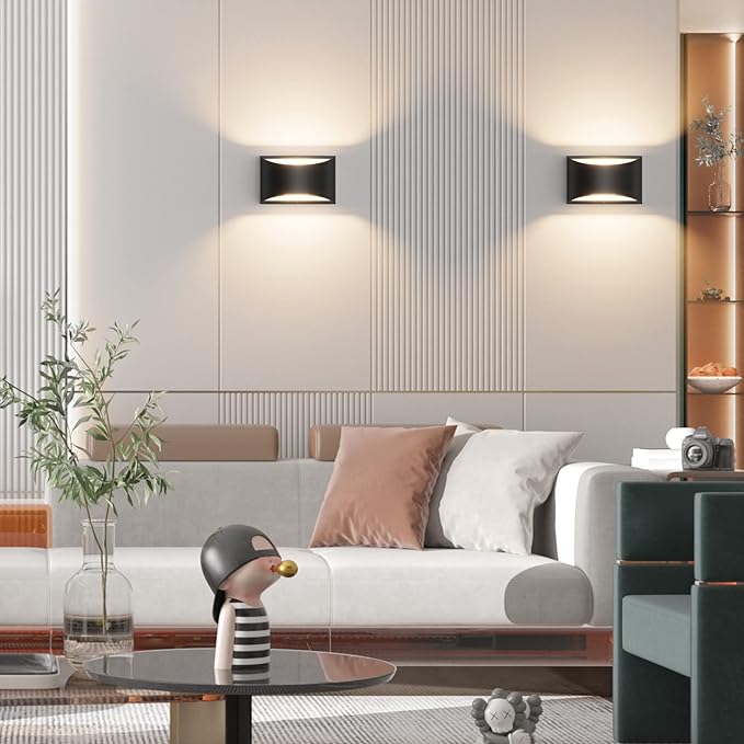 Aipsun Black Modern LED Wall Sconce Indoor Wall Lights 1 Pack Hardwired Up and