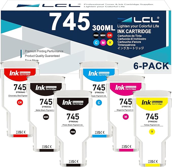 LCL 745 Ink Cartridge 300ml High Capacity Replacement (6-Pack)