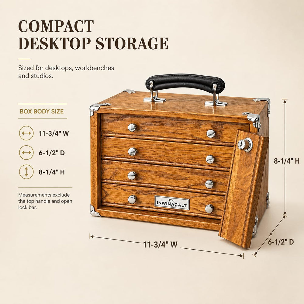 Heritage 4-Drawer Desktop Tool Box, Lock & Felt Lining