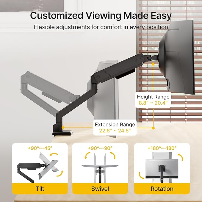 monTEK Single Monitor Arm with USB