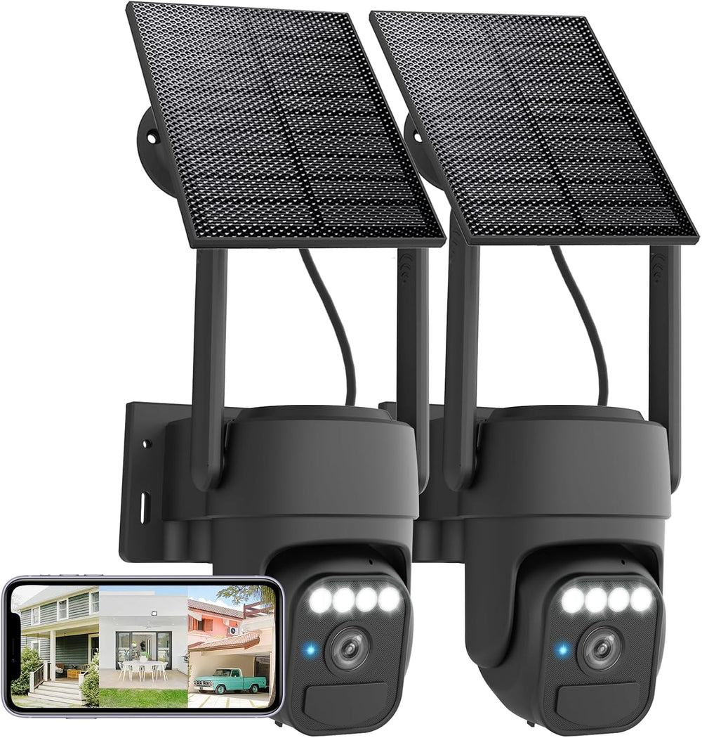 WY-LINK 360° Solar Security Cameras Wireless Outdoor WiFi for Home 2 Packs