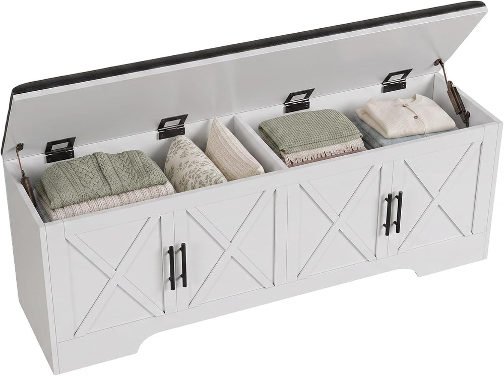 DreamDashio Storage Bench with Cushion, 47.2" End of Bed Storage Bench w...