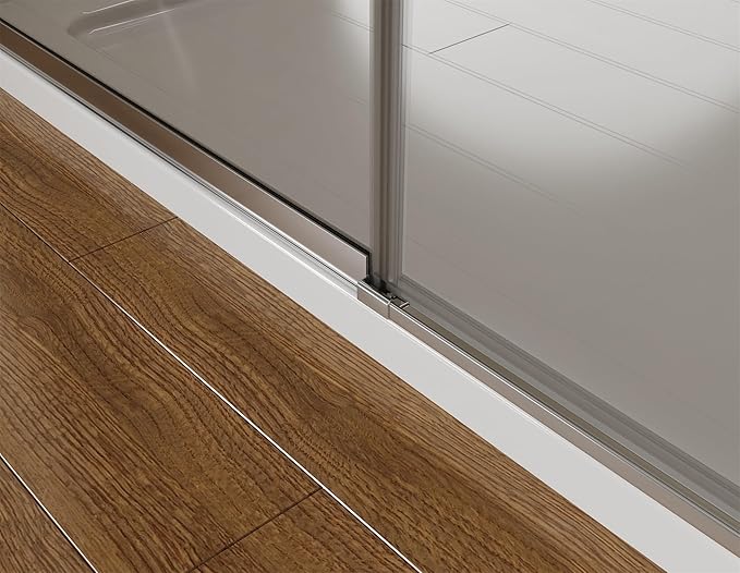 Pivot Swing Shower Door, Adjustable Width 58.9-60" W x 74" H Semi-F...