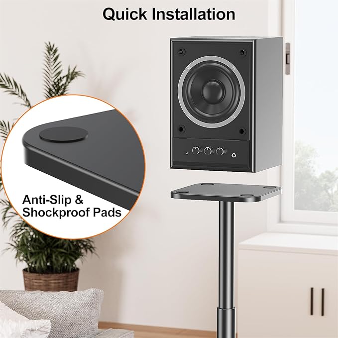 ELIVED Universal Speaker Stands Height Adjustable 28"-37.4", Booksh...