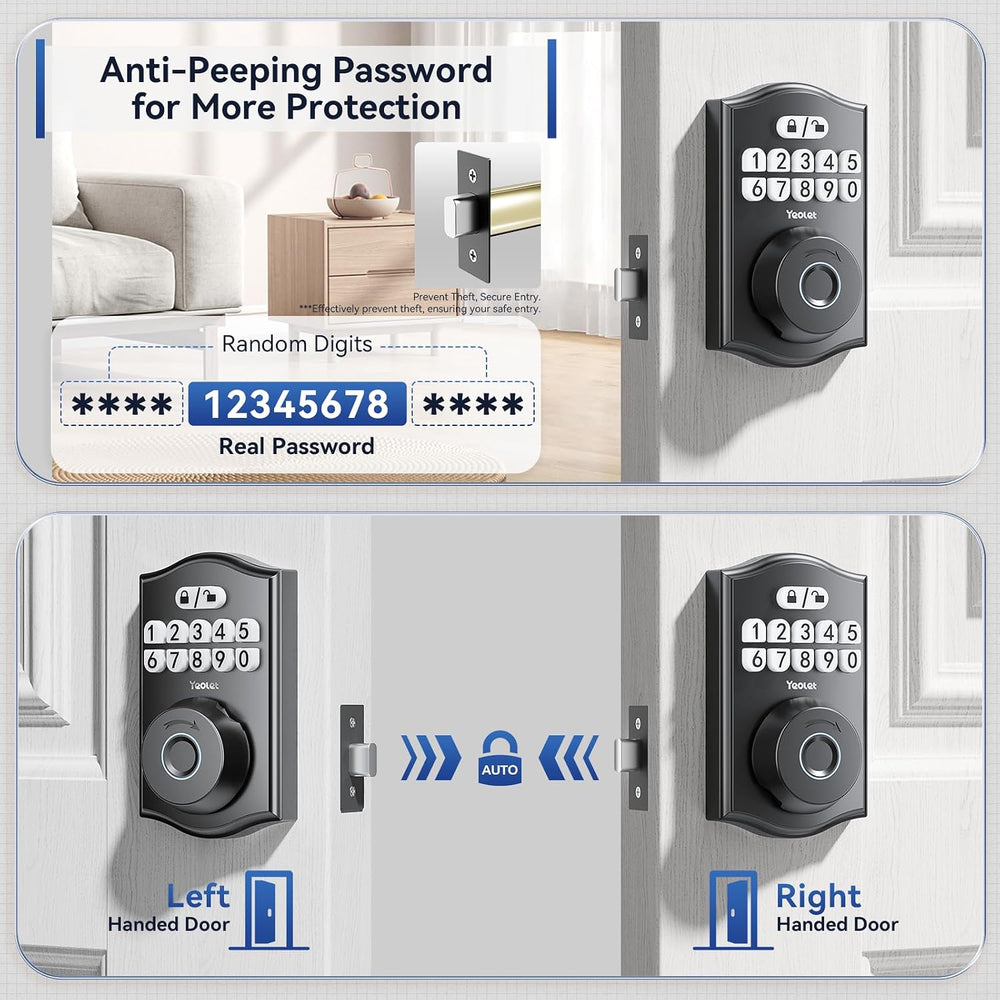 Ulecoce Y58 Keyless Entry Deadbolt Lock with Fingerprint, Matte Black