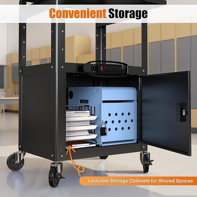 Steel Large AV Cart with Extra Storage
