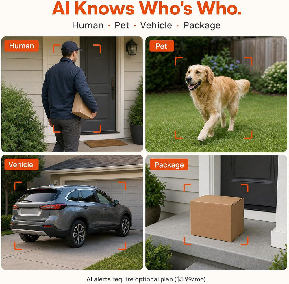 Dzees 3MP 2K Wireless Outdoor Security Camera with Spotlight Siren
