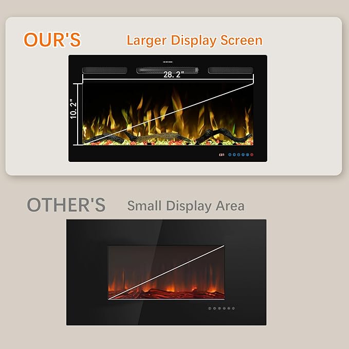 33" WiFi Electric Fireplace Inserts, Recessed and Wall Mounted Fireplace...