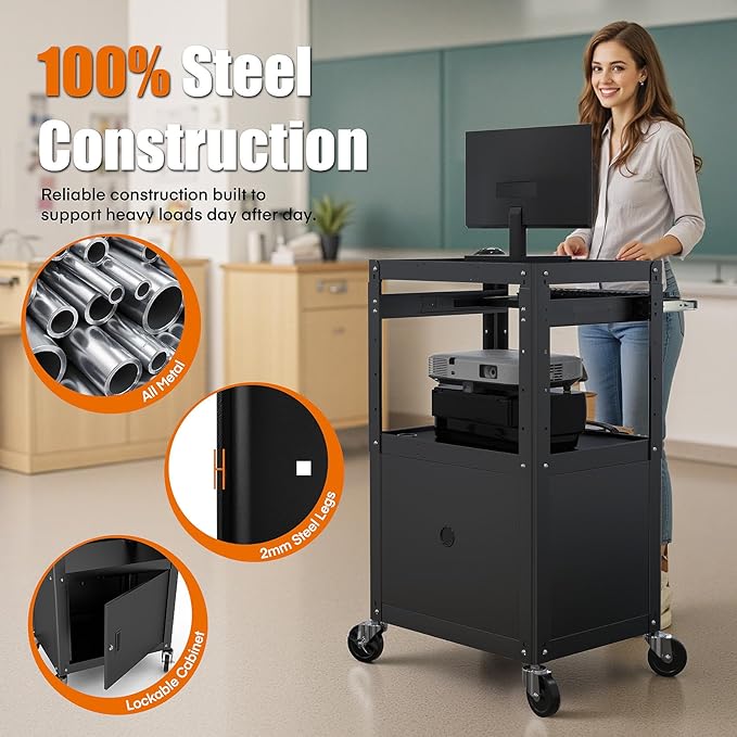 Steel Large AV Cart with Extra Storage