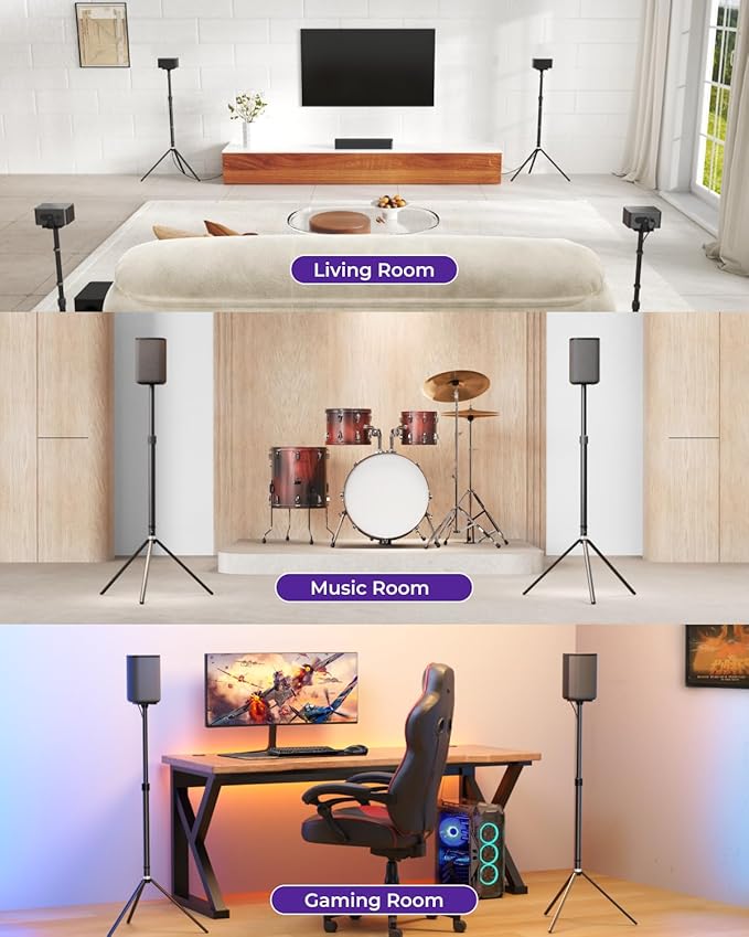 ULTIMEA 2-Pack Universal Height-Adjustable Speaker Stands, Extendable from 62cm