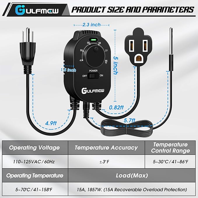 2 Pcs Plug in Thermostat for Heater, Thermostat Plug Outlet