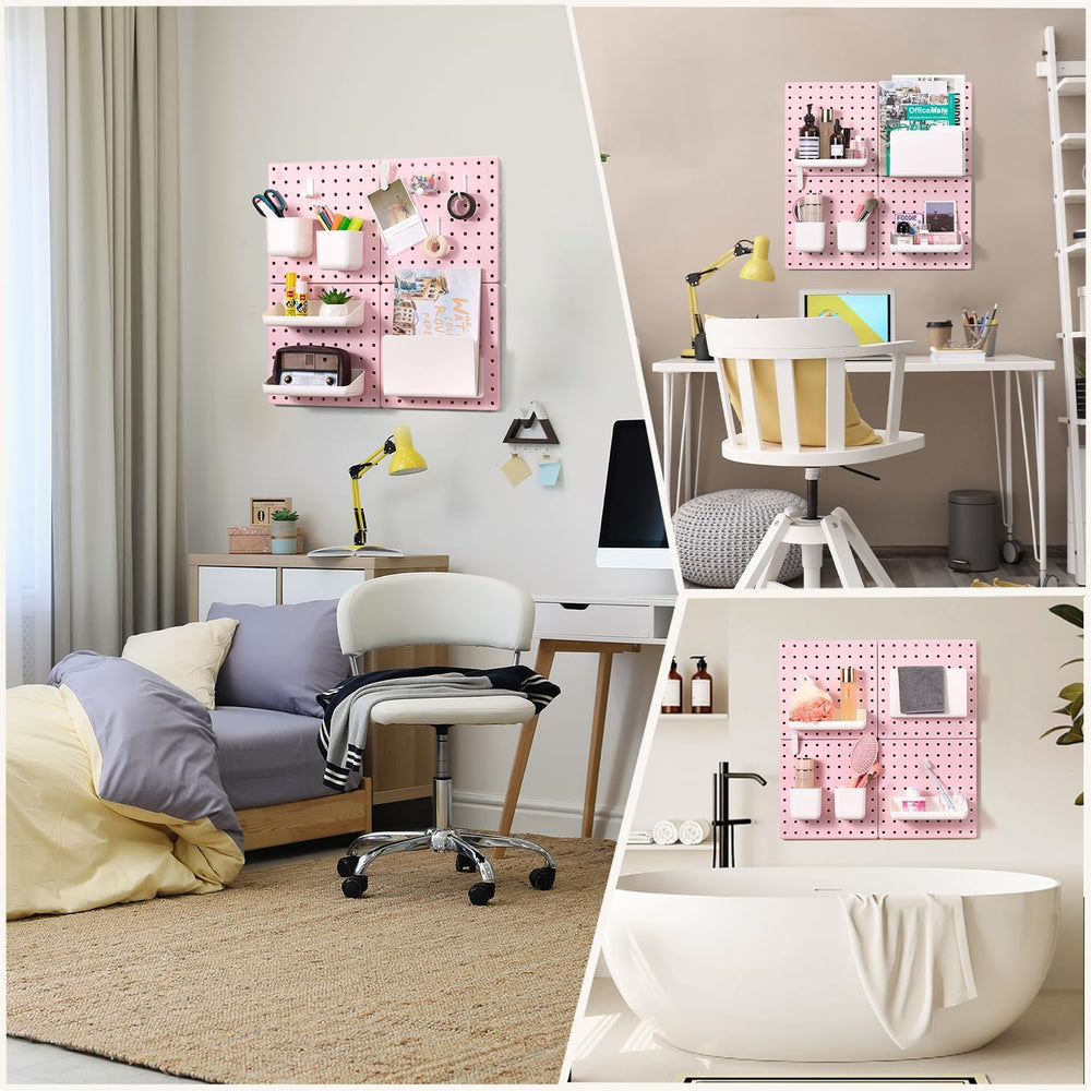 VUSIGN Peg Board Combination Kit 22"x22" Pegboards, Pink