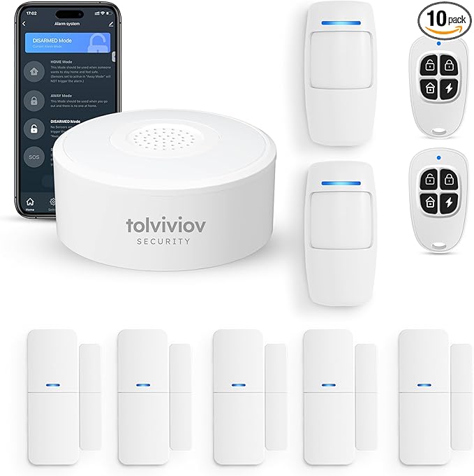 tolviviov Home Security System Wireless, DIY Door Alarm Security System (10-P...