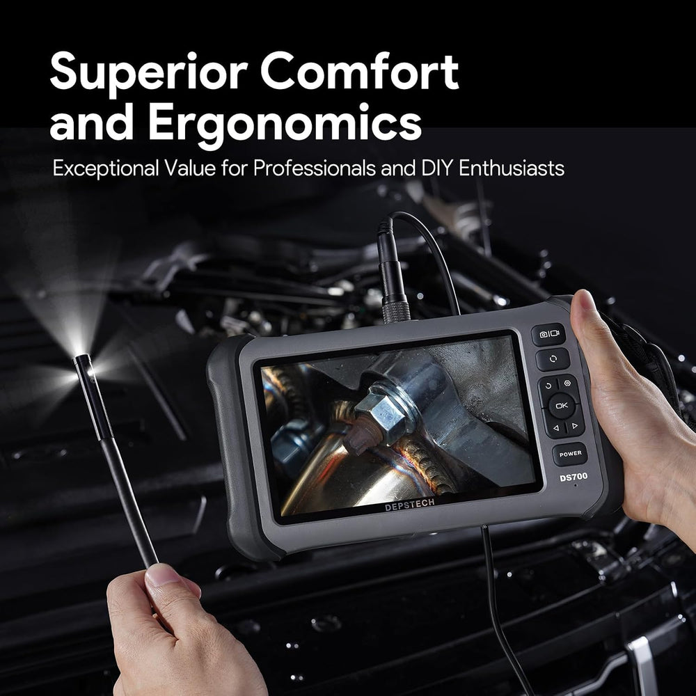 DEPSTECH 7" IPS Screen Endoscope Camera with Light, Triple Lens, 16.5FT