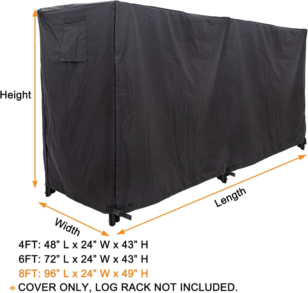 Firewood Log Rack Cover 8ft Wood Storage Rack Cover Black