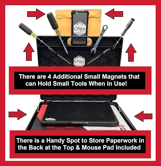The OmniShelf Magnetic Portable Workstation + Toolbox, Computer & Laptop ...