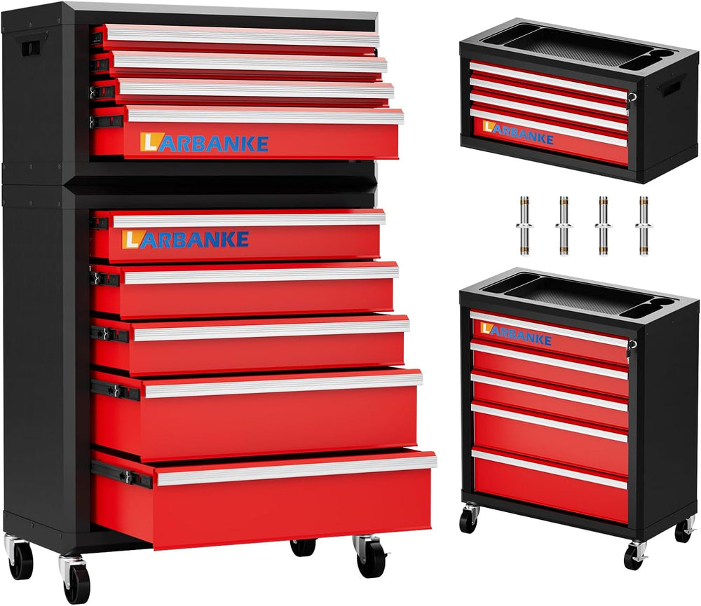 LARBANKE 9-Drawer Rolling Tool Chest with Wheels,Lockable Tool Cabinet