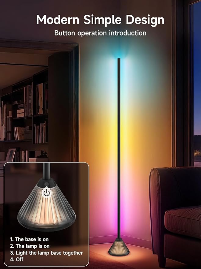 Tyute Corner Floor Lamp, Smart RGB LED Corner Lamp