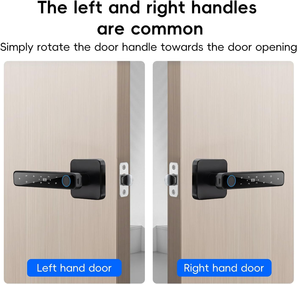 Smart Door Knob with Key & Keypad, Biometric Fingerprint Door Lock