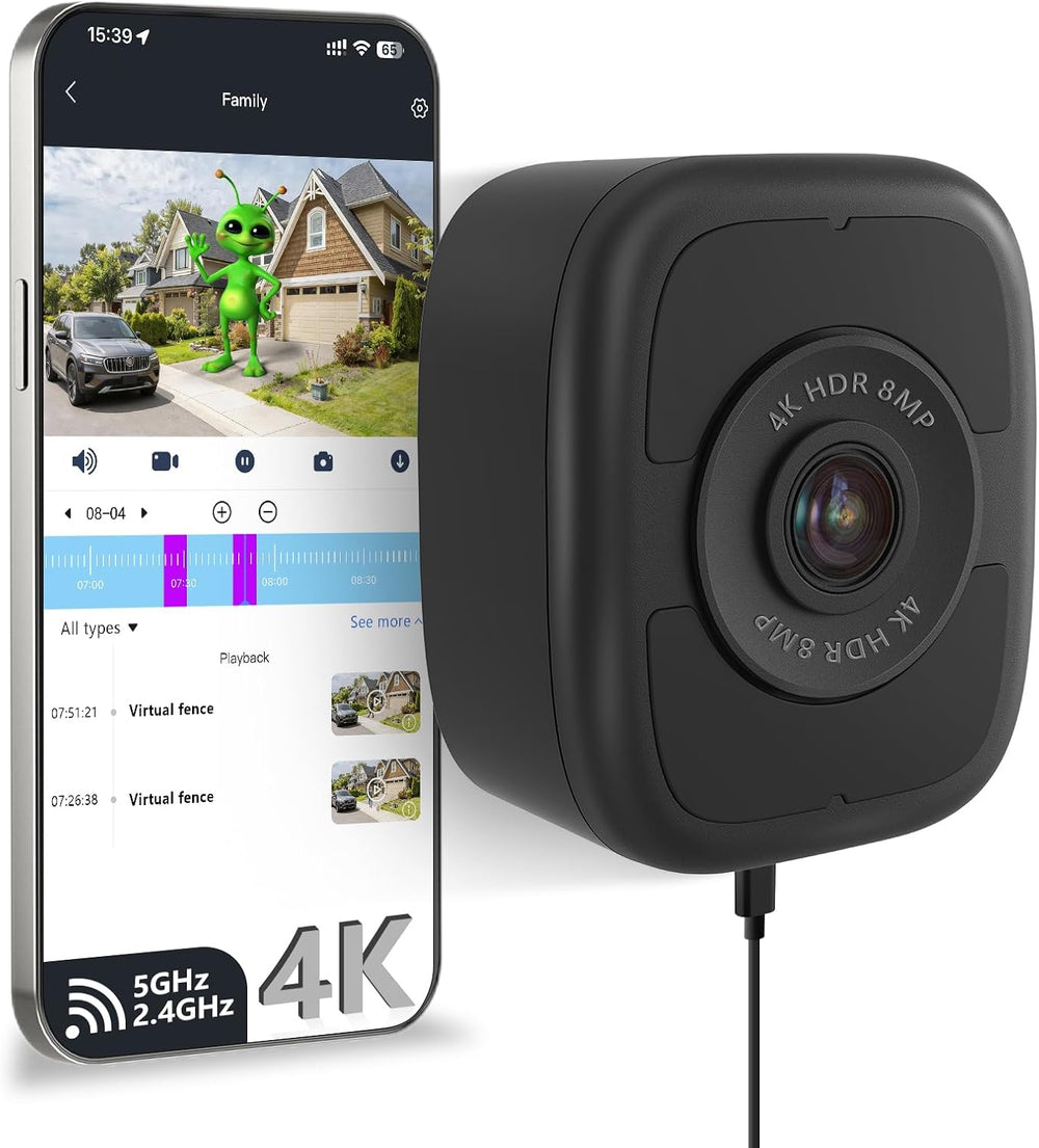 abetap 8MP 4K Window-Mounted Security Camera, Ultra-Clear Color Night Vision