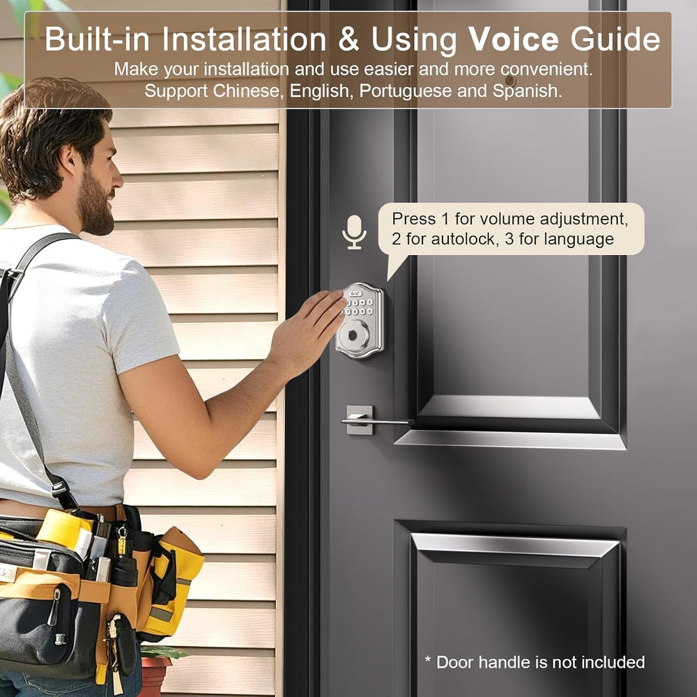 52HZ Fingerprint Door Lock, Keyless Entry Door Lock with Code