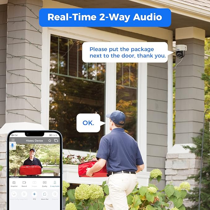 【Human Tracking+300°Pan 90°Tilt】 Hiseeu 4K PoE Security Camera System, Wired ...